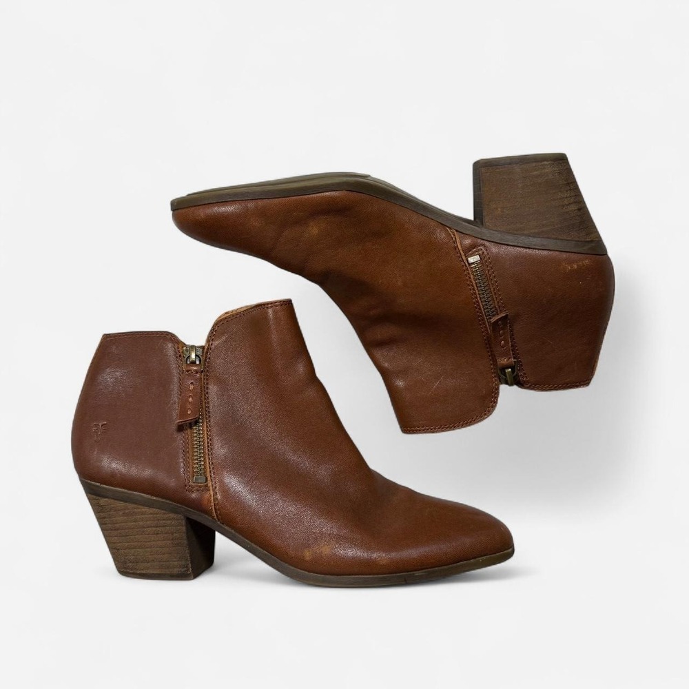 Frye Brown leather heel ankle boots Size US 9.5